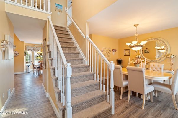 Chandelier, Dining room, Interior, Wood Texture Flooring