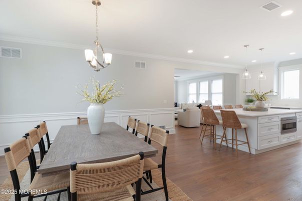 Dining room, Interior, Kitchen, Living room, Pendant Lights, Recessed Lighting, Wood Texture Flooring