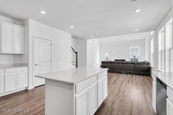 Interior, Kitchen, Living room, Recessed Lighting, Wood Texture Flooring