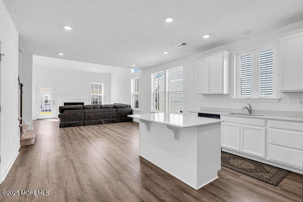 Interior, Kitchen, Living room, Recessed Lighting, Wood Texture Flooring