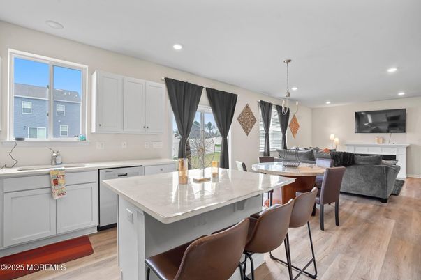 Dining room, Interior, Kitchen, Living room, Pendant Lights, Recessed Lighting, Wood Texture Flooring