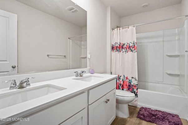 Bathroom, Dual Sink Vanities, Interior, Wood Texture Flooring