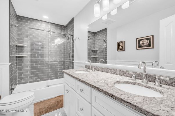Bathroom, Dual Sink Vanities, Glass Shower, Interior, Recessed Lighting