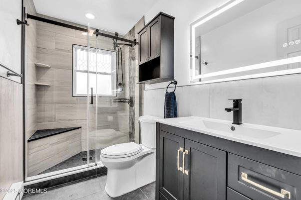 Bathroom, Glass Shower, Interior, Recessed Lighting