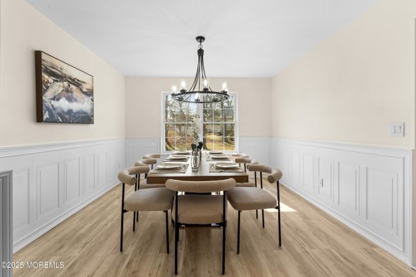 Chandelier, Dining room, Interior, Wood Texture Flooring