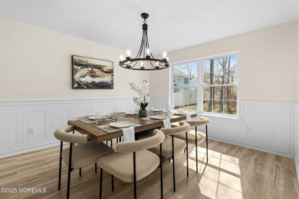 Chandelier, Dining room, Interior, Wood Texture Flooring