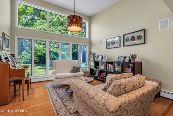 Interior, Living room, Pendant Lights, Piano, Wood Texture Flooring