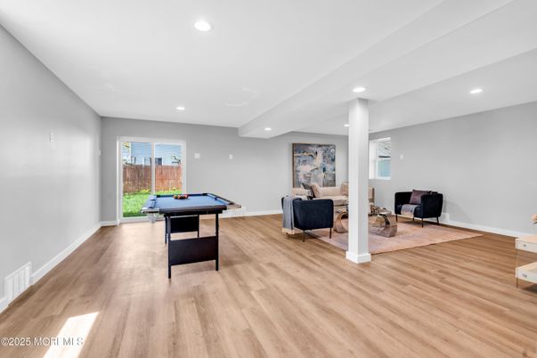 Billiard Table, Game Room, Interior, Living room, Recessed Lighting, Wood Texture Flooring