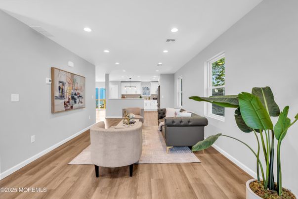 Interior, Kitchen, Living room, Recessed Lighting, Wood Texture Flooring