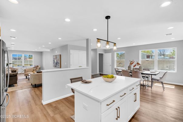 Dining room, Interior, Kitchen, Living room, Pendant Lights, Recessed Lighting, Wood Texture Flooring
