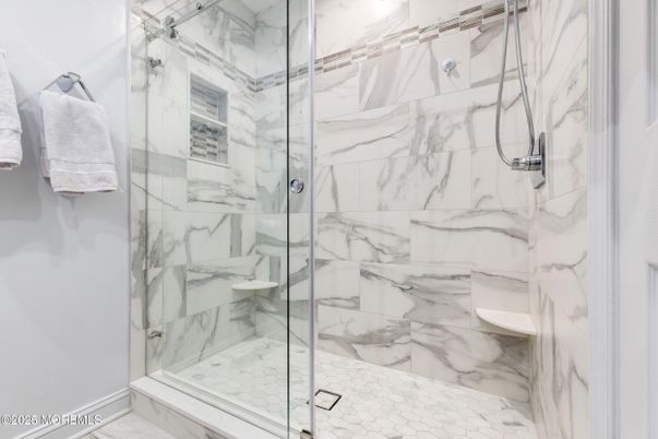 Bathroom, Glass Shower, Interior, Marble, Marble Walls