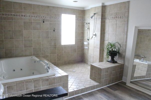 Bathroom, Interior, Recessed Lighting, Wood Texture Flooring