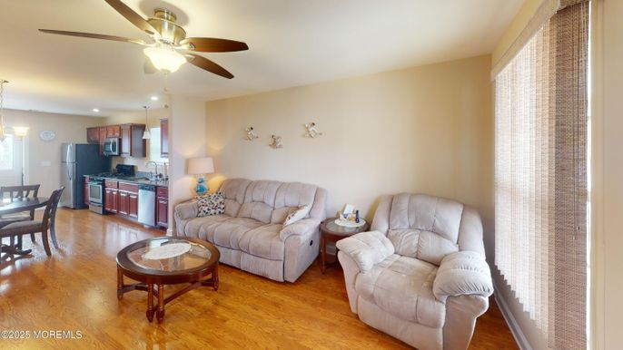 Dining room, Interior, Kitchen, Living room, Pendant Lights, Recessed Lighting, Wood Texture Flooring