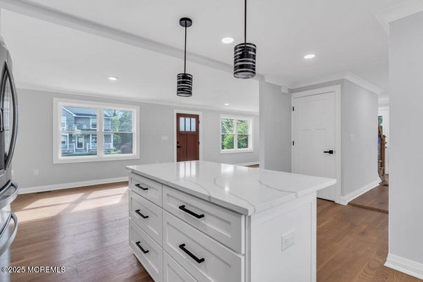 Interior, Kitchen, Pendant Lights, Recessed Lighting, Wood Texture Flooring
