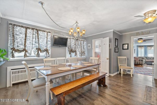 Chandelier, Dining room, Interior, Wood Texture Flooring