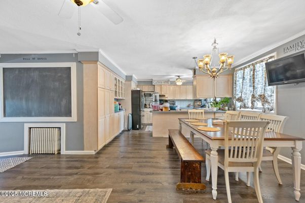 Chandelier, Dining room, Interior, Kitchen, Wood Texture Flooring