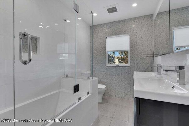 Bathroom, Glass Shower, Interior, Recessed Lighting