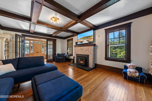 Fireplace, Interior, Living room, Wooden Beams, Wood Texture Flooring