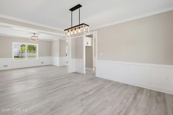 Empty room, Interior, Pendant Lights, Wood Texture Flooring