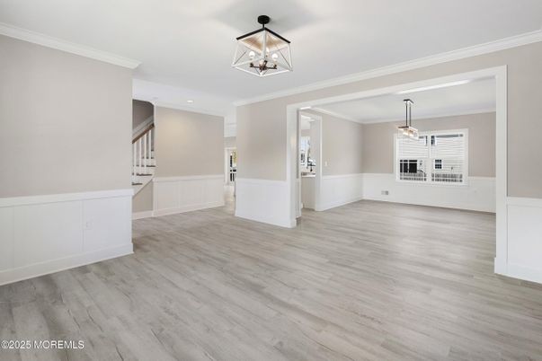 Empty room, Interior, Pendant Lights, Wood Texture Flooring