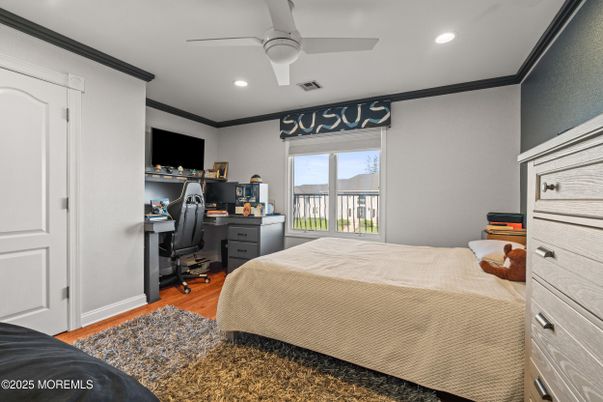 Bedroom, Home Office, Interior, Recessed Lighting, Wood Texture Flooring