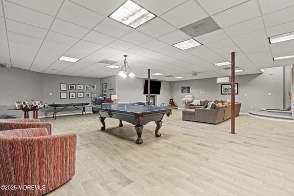 Billiard Table, Game Room, Interior, Living room, Recessed Lighting, Wood Texture Flooring