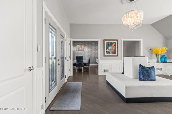 Chandelier, Dining room, Interior, Wood Texture Flooring