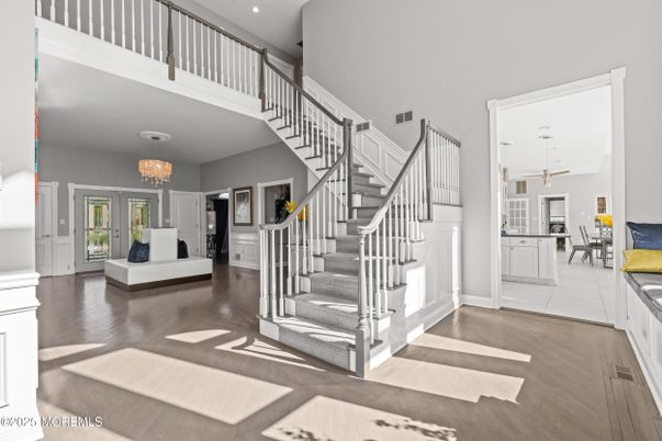 Chandelier, Interior, Recessed Lighting, Wood Texture Flooring