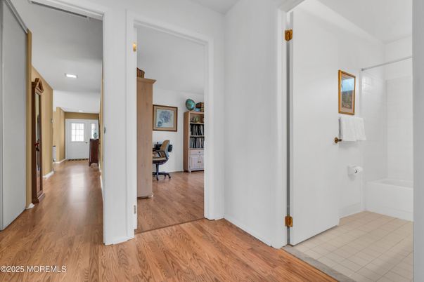 Bathroom, Interior, Recessed Lighting, Wood Texture Flooring