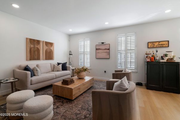 Interior, Living room, Recessed Lighting, Wood Texture Flooring