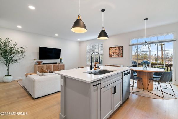 Interior, Kitchen, Pendant Lights, Recessed Lighting, Wood Texture Flooring