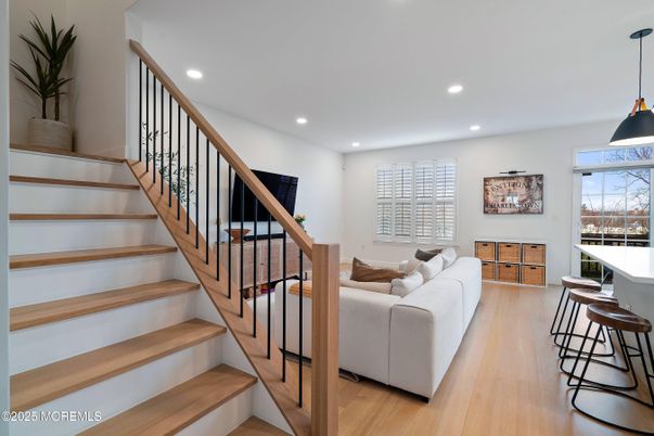 Interior, Living room, Pendant Lights, Recessed Lighting, Wood Texture Flooring