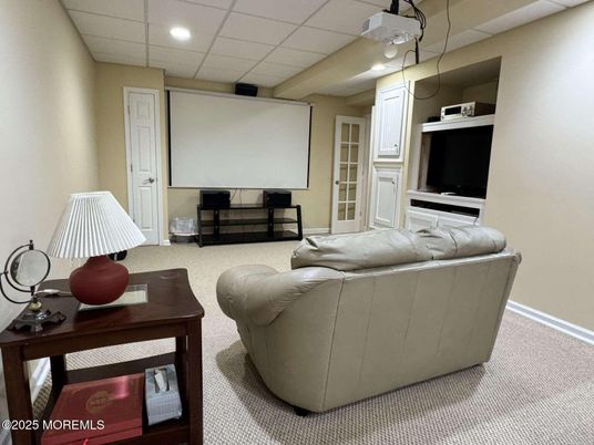 Interior, Living room, Projection Screen, Recessed Lighting, Theatre Room