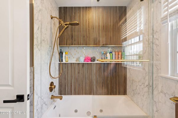 Bathroom, Glass Shower, Interior, Marble Walls