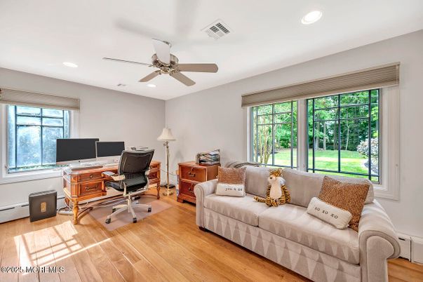 Home Office, Interior, Recessed Lighting, Wood Texture Flooring
