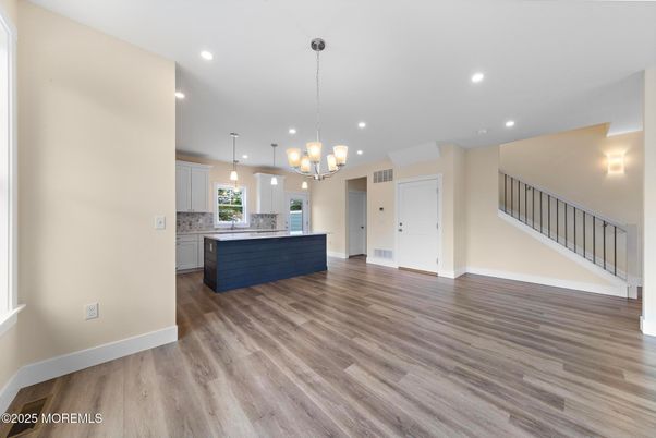 Interior, Kitchen, Pendant Lights, Recessed Lighting, Wood Texture Flooring