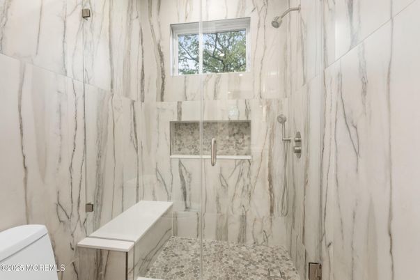 Bathroom, Glass Shower, Interior, Marble Walls