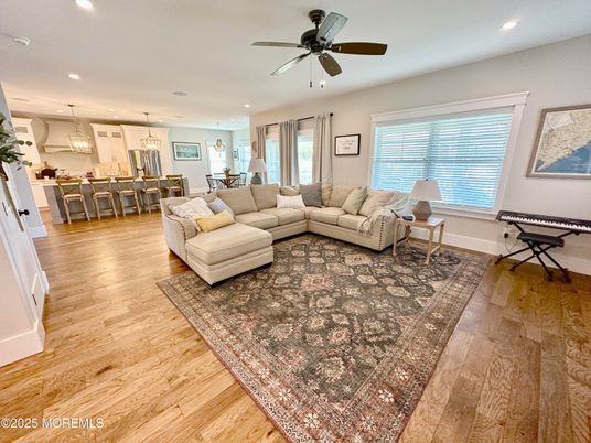 Dining room, Interior, Kitchen, Living room, Pendant Lights, Recessed Lighting, Wood Texture Flooring