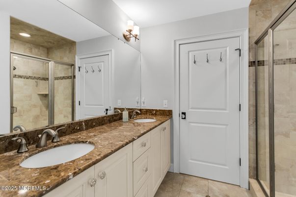 Bathroom, Dual Sink Vanities, Glass Shower, Interior, Recessed Lighting