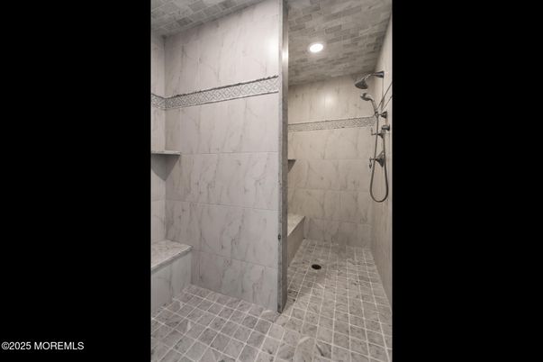 Bathroom, Interior, Marble Walls, Recessed Lighting