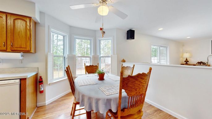 Dining room, Interior, Recessed Lighting, Wood Texture Flooring