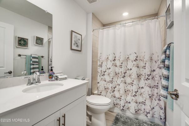 Bathroom, Interior, Recessed Lighting, Wood Texture Flooring