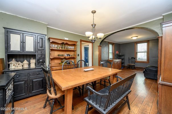 Chandelier, Dining room, Interior, Wood Texture Flooring