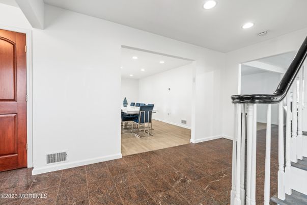 Dining room, Interior, Recessed Lighting, Wood Texture Flooring