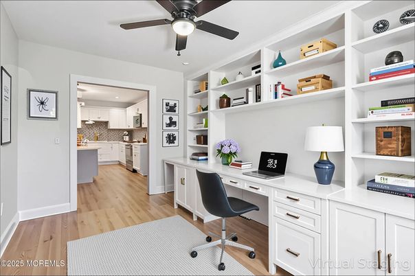 Home Office, Interior, Kitchen, Recessed Lighting, Wood Texture Flooring