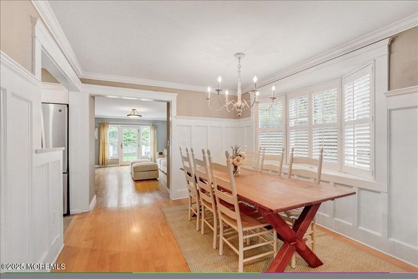 Chandelier, Dining room, Interior, Wood Texture Flooring