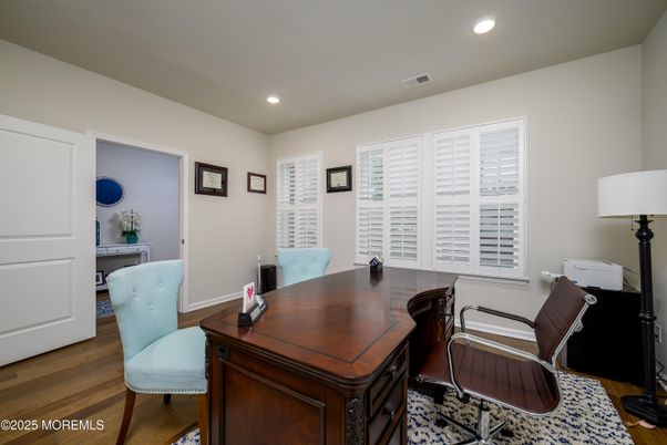Home Office, Interior, Recessed Lighting, Wood Texture Flooring