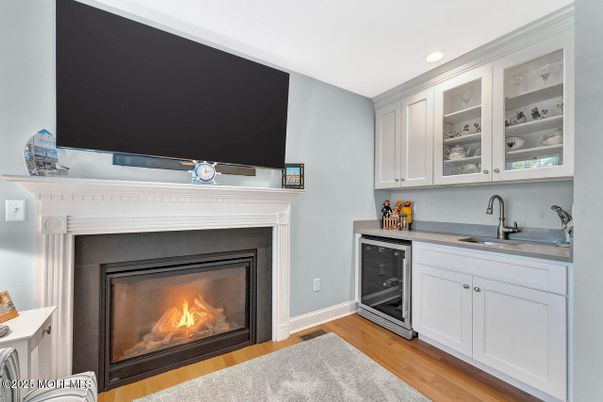 Fireplace, Interior, Recessed Lighting, Wood Texture Flooring