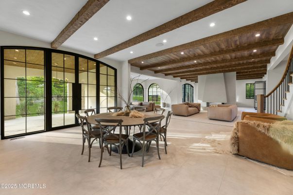 Dining room, Interior, Living room, Recessed Lighting, Wooden Beams, Wooden Ceilings