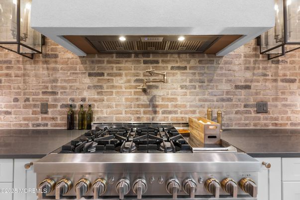 Interior, Kitchen, Stainless Steel Appliances, Stone Walls
